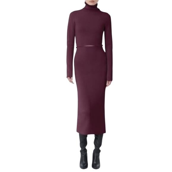 Gauge81 dress Suno Long Sleeve Cut Out Midi merlot size 34 (XS) - Picture 1 of 7